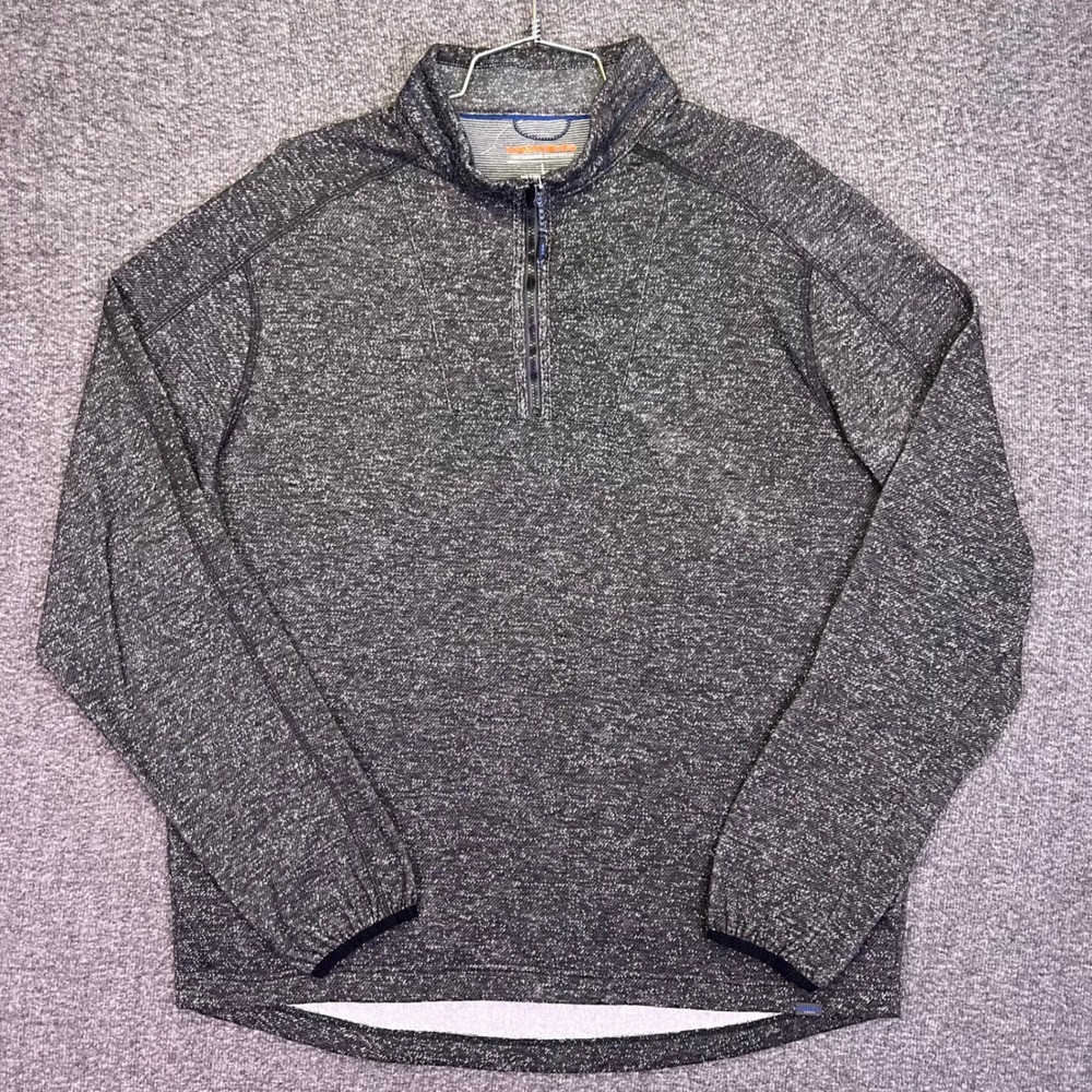 Hawke & Co Pullover Mens L Black White Space Dye Quarter Zip Fleece HSW2555